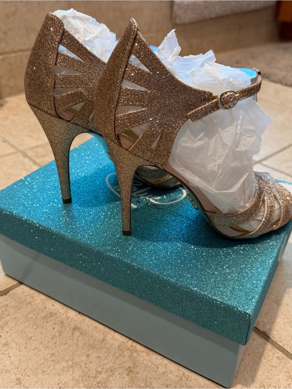 Betsey Johnson "SB-Tee" champagne glitter